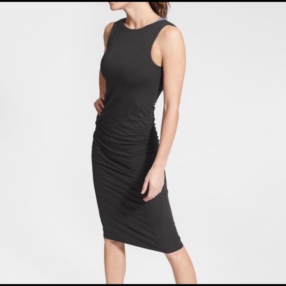 Athleta Midi Tank dress with ruched sides